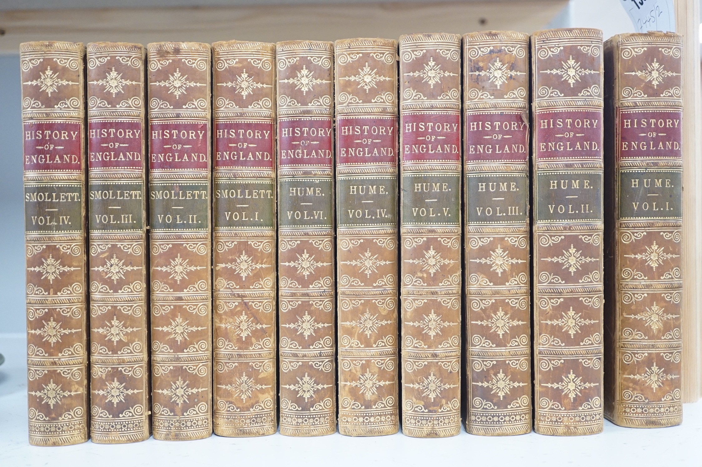 Hume, David - The History of England ... new edition, 6 vols. portrait frontis.; together with Smollet, Thomas - The History of England ... designed as a continuation of Mr Hume's History.